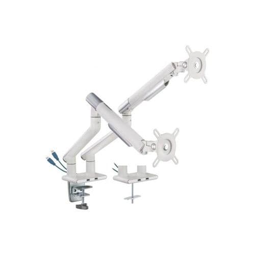 DUTZO Monitorarm für 2 Monitore (17"-32") - Slim USB Version (Weiß)