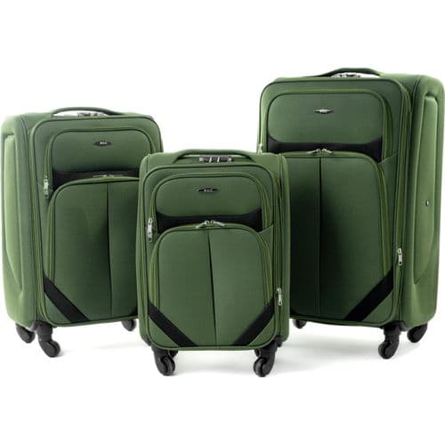 RGL S-010 Kofferset Reisekofferset Stoff 3in1 Koffer Set 3tlg XXL XL L Farbe: Khaki