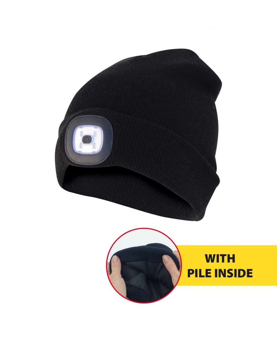 Velamp LIGHTHOUSE: Chapeau avec éclairage frontal LED rechargeable. JOINT POLAIRE. Le noir